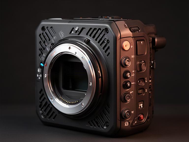Camera body professionale full-frame nera con attacco lente e pulsanti laterali